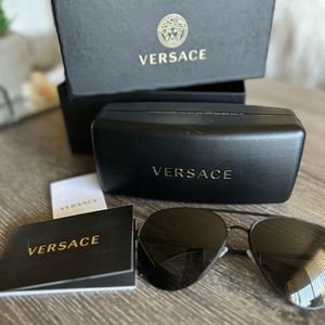 Versace Black Aviator Sunglasses